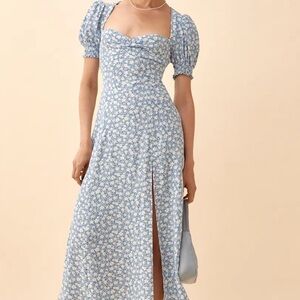 Reformation Blue Floral Midi Dress